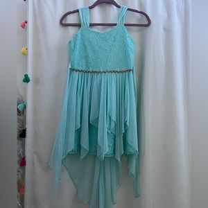 teen diva, mint green formal kids dress